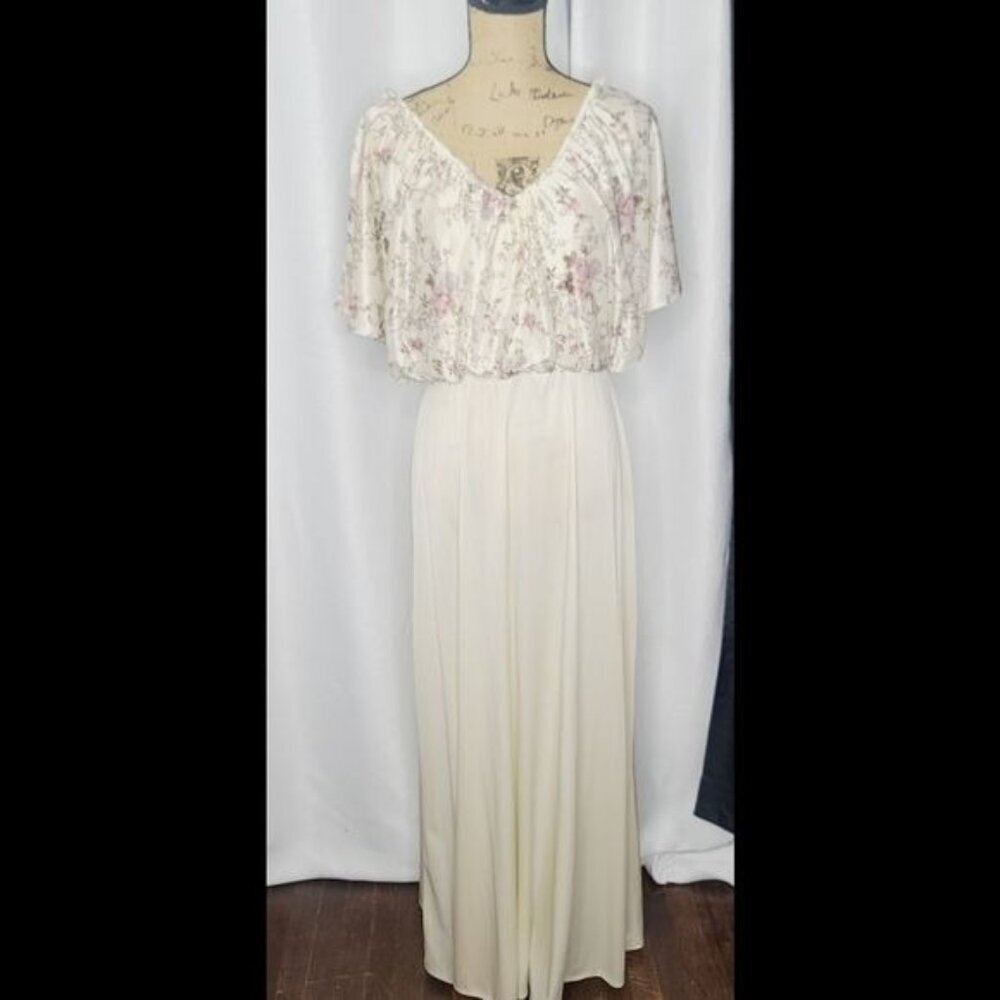 Vintage 70s Romantic Floral Cottagecore Maxi Dress